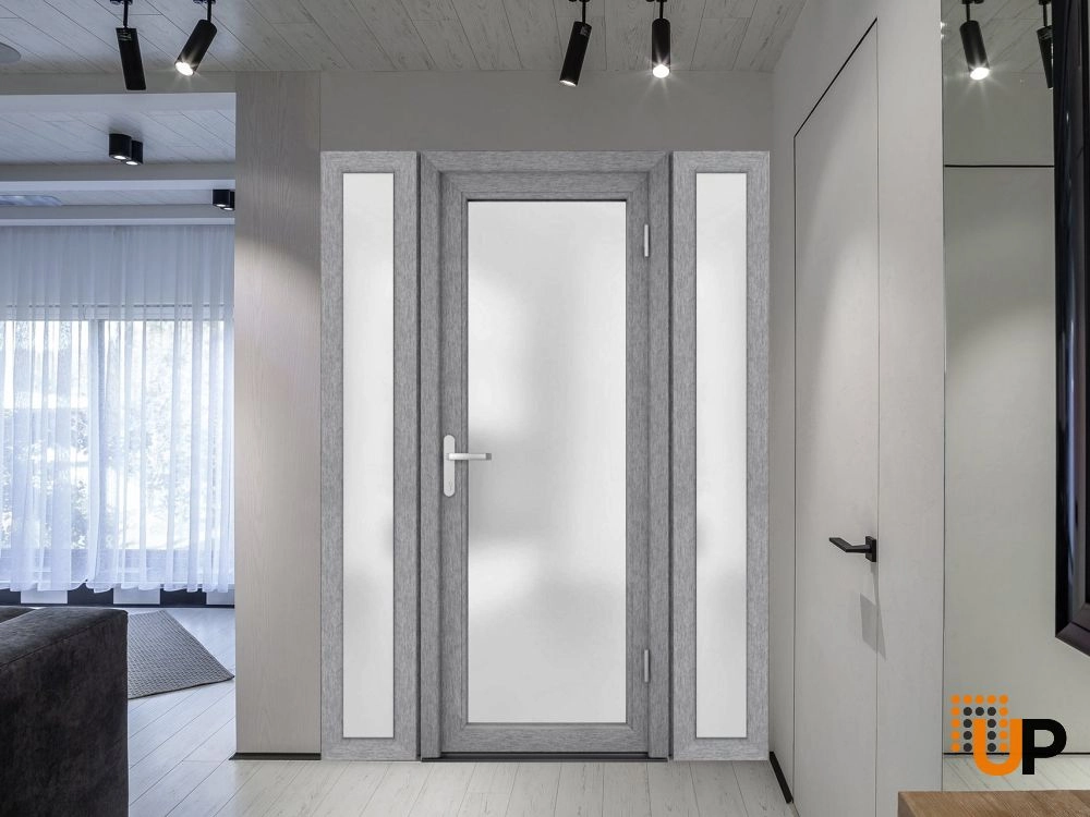 Manux 8102 exterior metal-plastic door 60x80 (12+36+12x80) grey upvc Photo #5