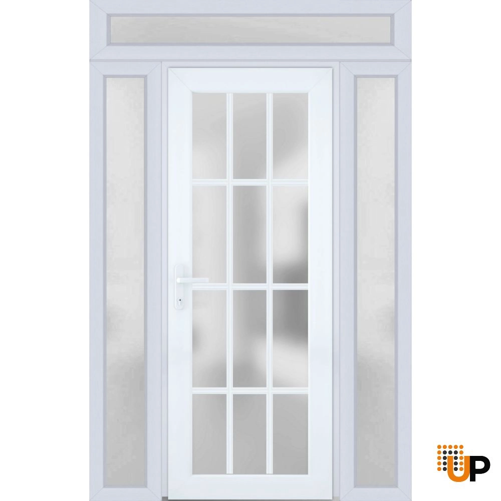 Single swing vinyl modern exterior door with tempered glass | Manux 8312 White | 68 x 94 photo#1