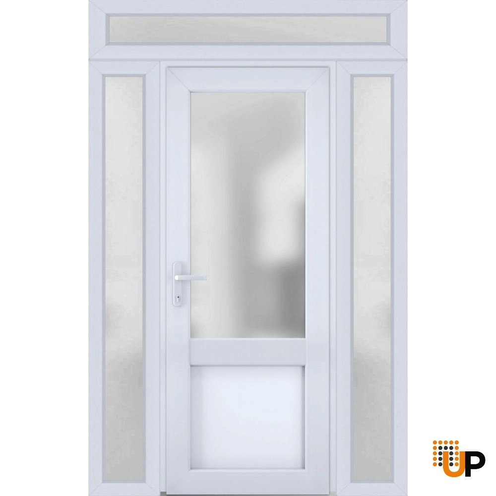 Single swing vinyl classic exterior door with tempered glass | Manux 8422 White | 60 x 94 photo#1