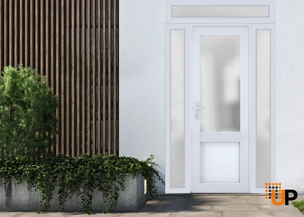 Single swing vinyl classic exterior door with tempered glass | Manux 8422 White | 60 x 94 photo#2
