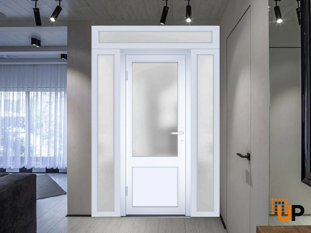 Single swing vinyl classic exterior door with tempered glass | Manux 8422 White | 60 x 94 photo#3