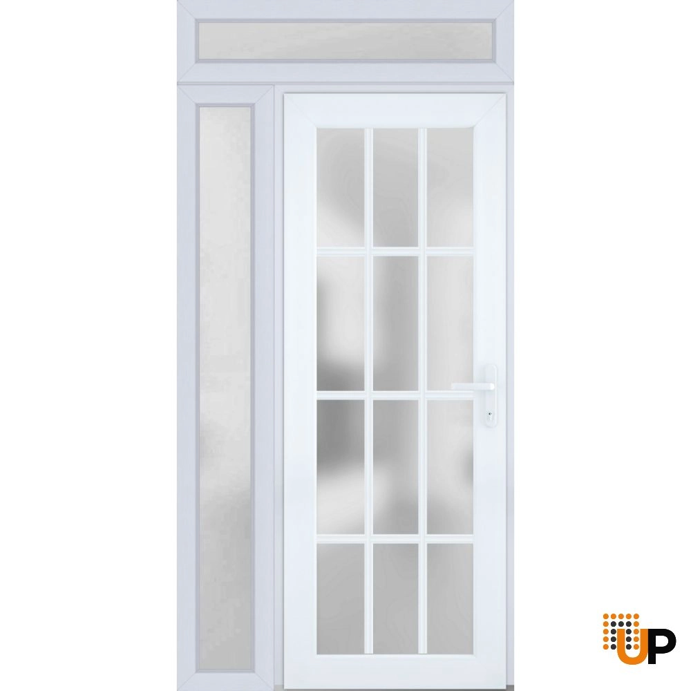 Single swing vinyl modern exterior door with tempered glass | Manux 8312 White | 48 x 94 photo#1