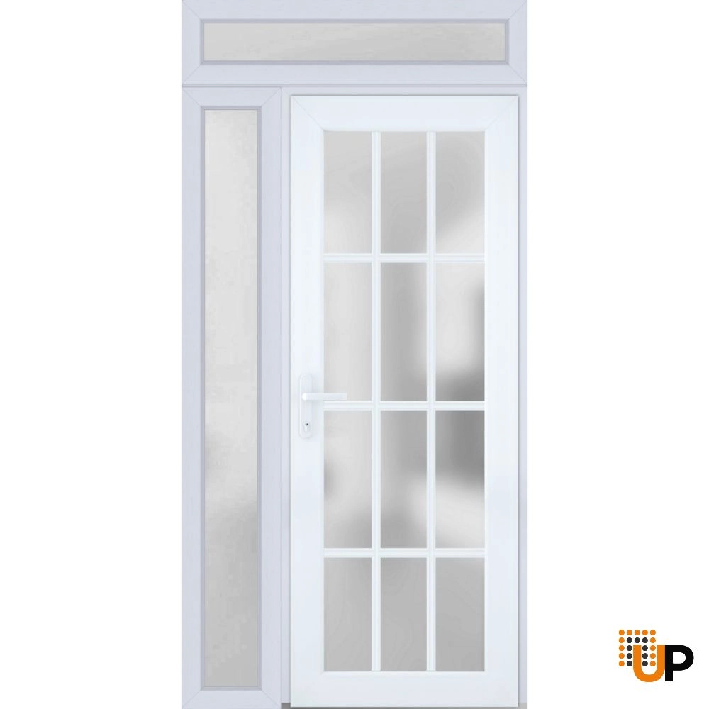 Single swing vinyl modern exterior door with tempered glass | Manux 8312 White | 48 x 94 photo#1