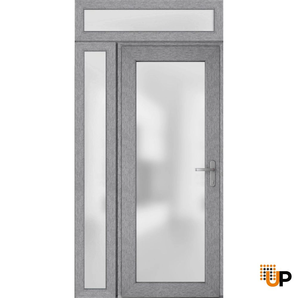 Manux 8102 exterior metal-plastic door 48x94 (36+12x80+14) grey upvc Photo #1