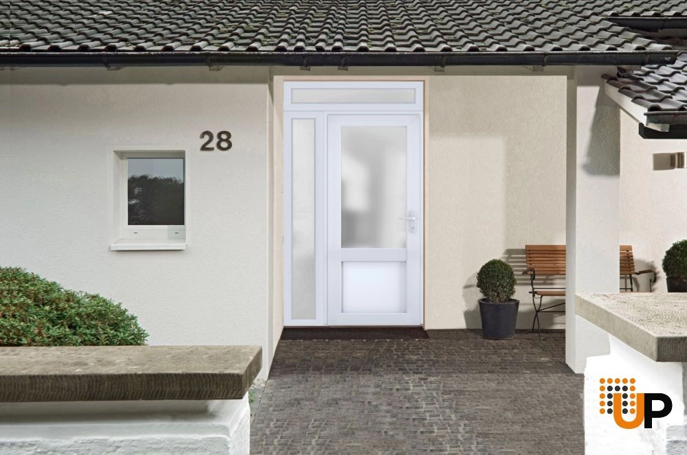 Single swing vinyl classic exterior door with tempered glass | Manux 8422 White | 48 x 94 photo#3