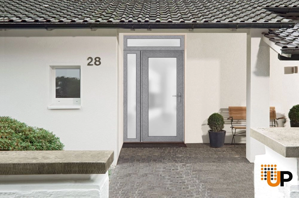 Manux 8102 exterior metal-plastic door 48x94 (36+12x80+14) grey upvc Photo #3