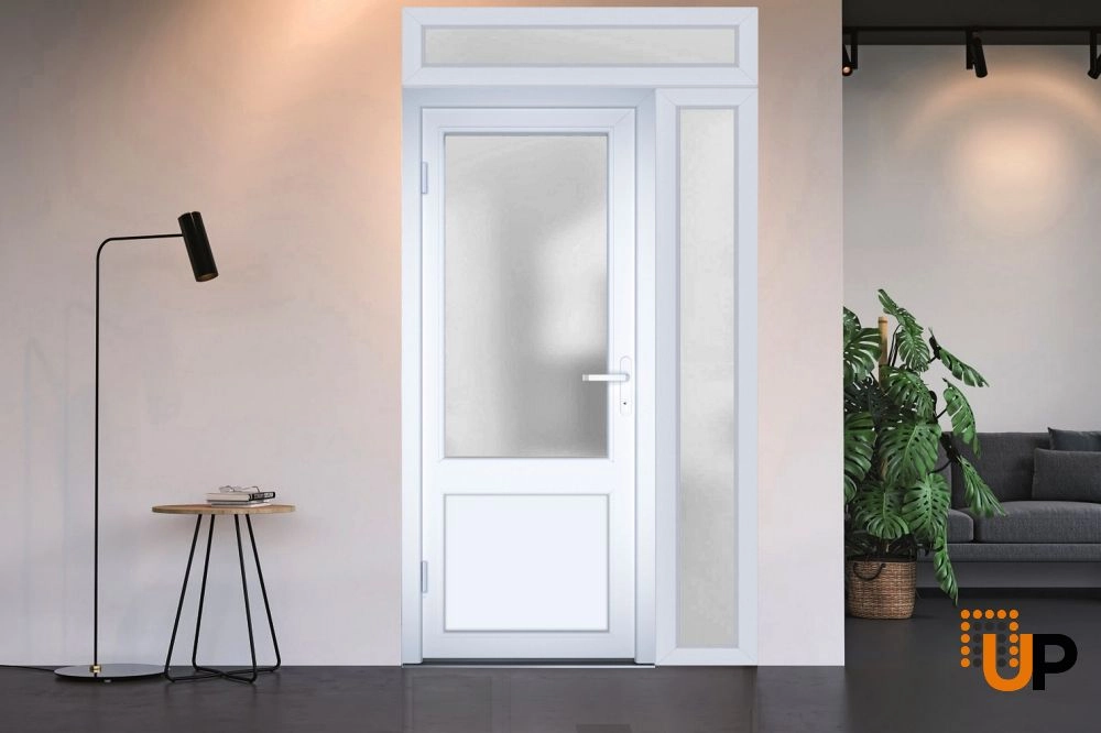 Single swing vinyl classic exterior door with tempered glass | Manux 8422 White | 48 x 94 photo#4
