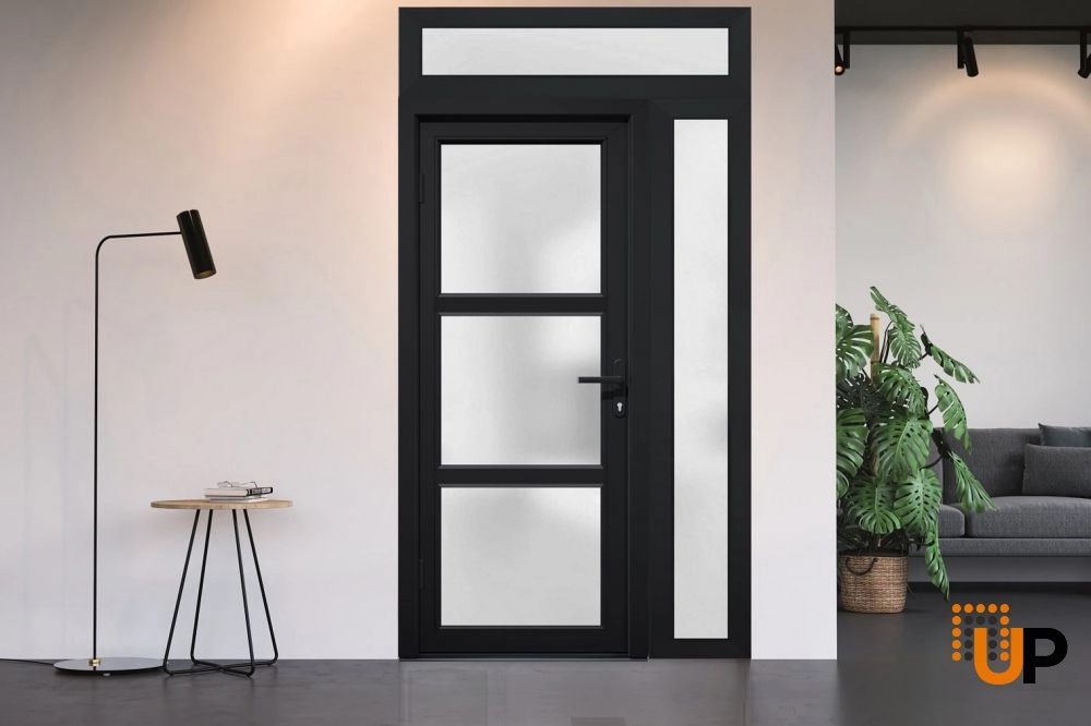 Single swing vinyl modern exterior door with tempered glass | Manux 8552 Black | 42 x 94 photo#4