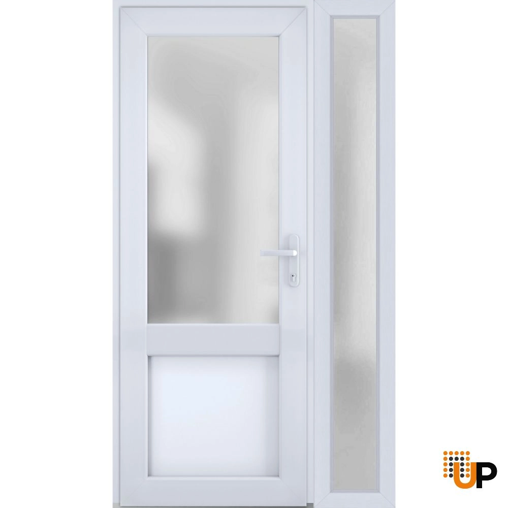 Single swing vinyl classic exterior door with tempered glass | Manux 8422 White | 48 x 80 photo#2