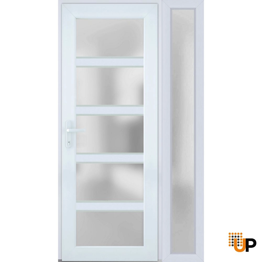 Single swing vinyl modern exterior door with tempered glass | Manux 8002 White | 48 x 80 photo#2