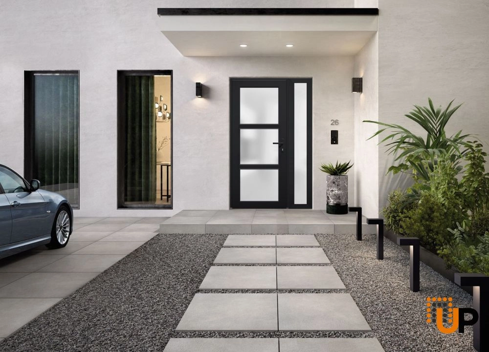 Single swing vinyl modern exterior door with tempered glass | Manux 8552 Black | 42 x 80 photo#5