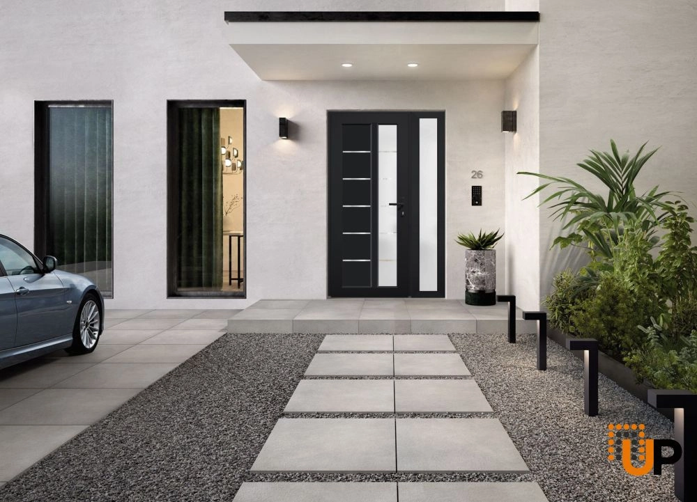 Single swing vinyl modern exterior door with tempered glass | Manux 8088 Black | 44 x 80 photo#5