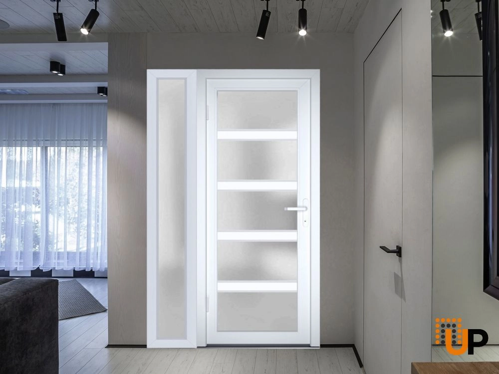 Single swing vinyl modern exterior door with tempered glass | Manux 8002 White | 50 x 80 photo#6