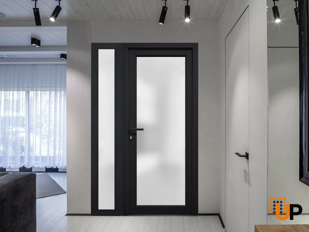 Single swing vinyl modern exterior door with tempered glass | Manux 8102 Black | 52 x 80 photo#5