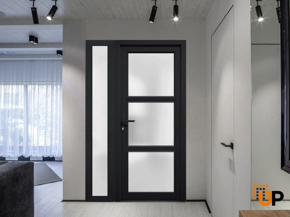 Single swing vinyl modern exterior door with tempered glass | Manux 8552 Black | 42 x 80 photo#6