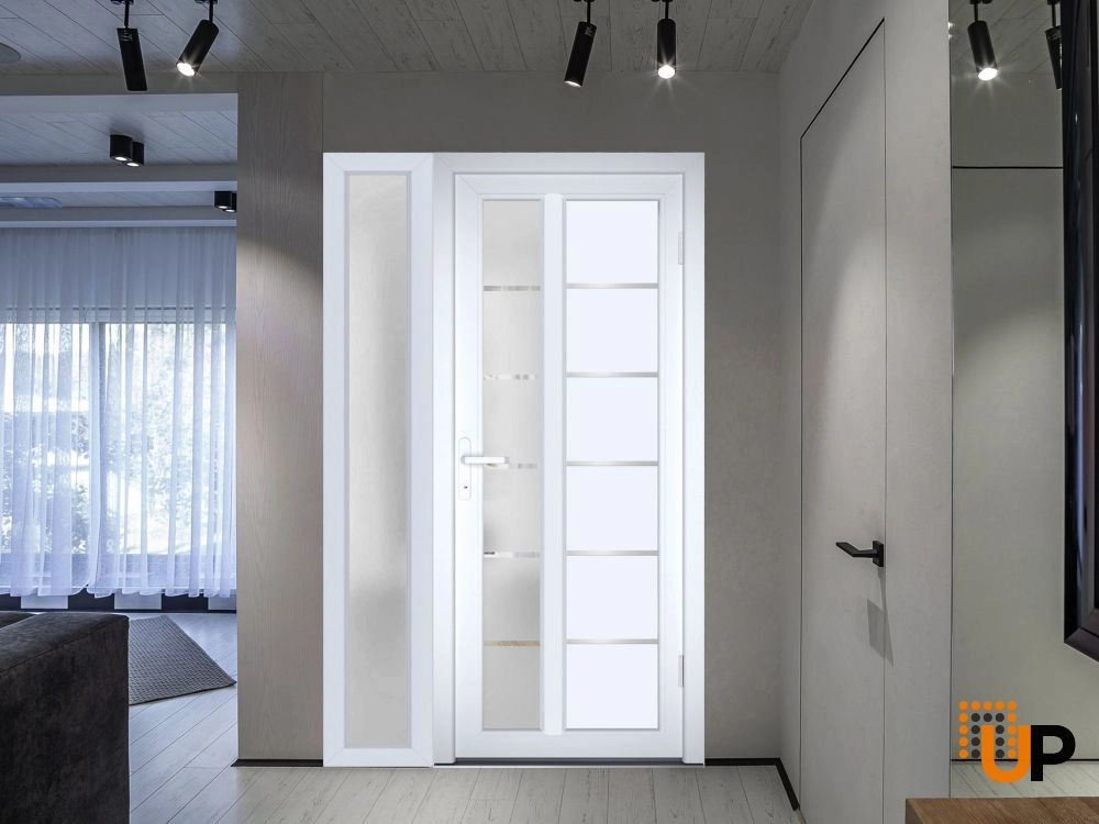 Single swing vinyl modern exterior door with tempered glass | Manux 8088 White | 50 x 80 photo#6
