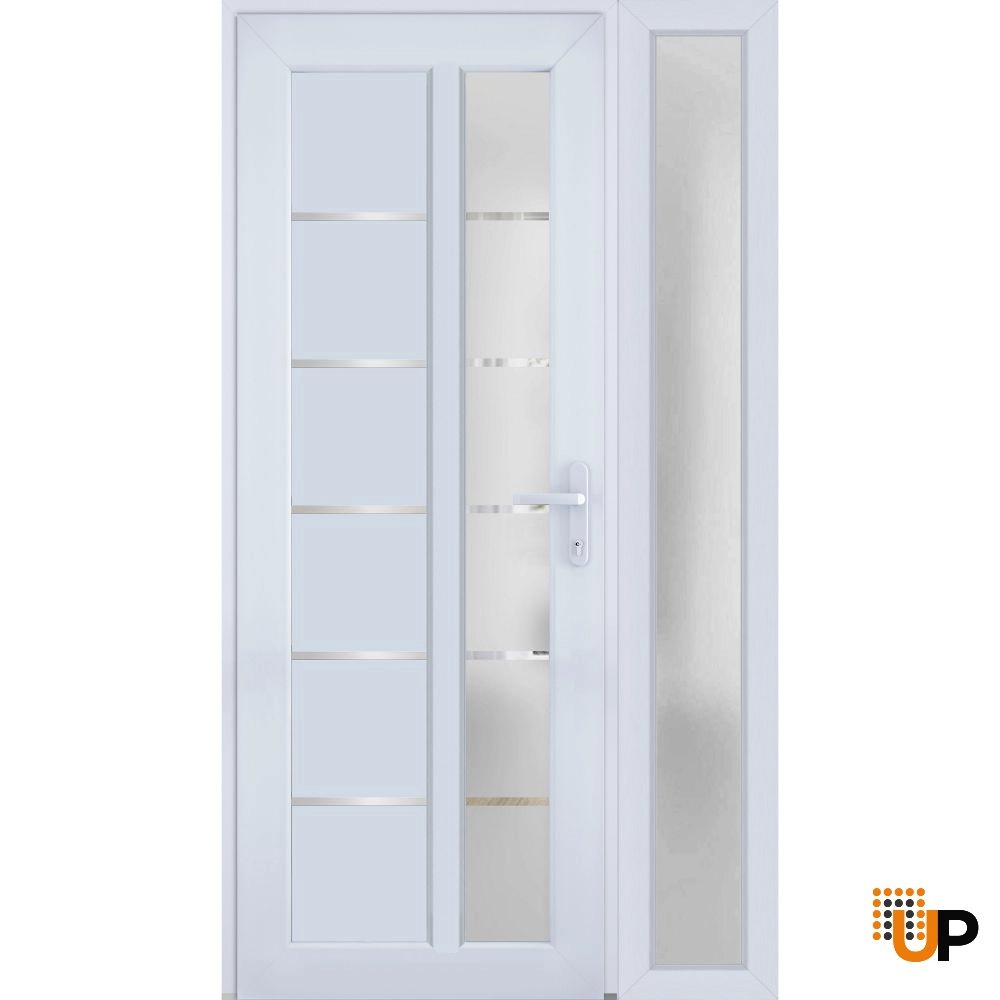 Single swing vinyl modern exterior door with tempered glass | Manux 8088 White | 50 x 80 photo#2