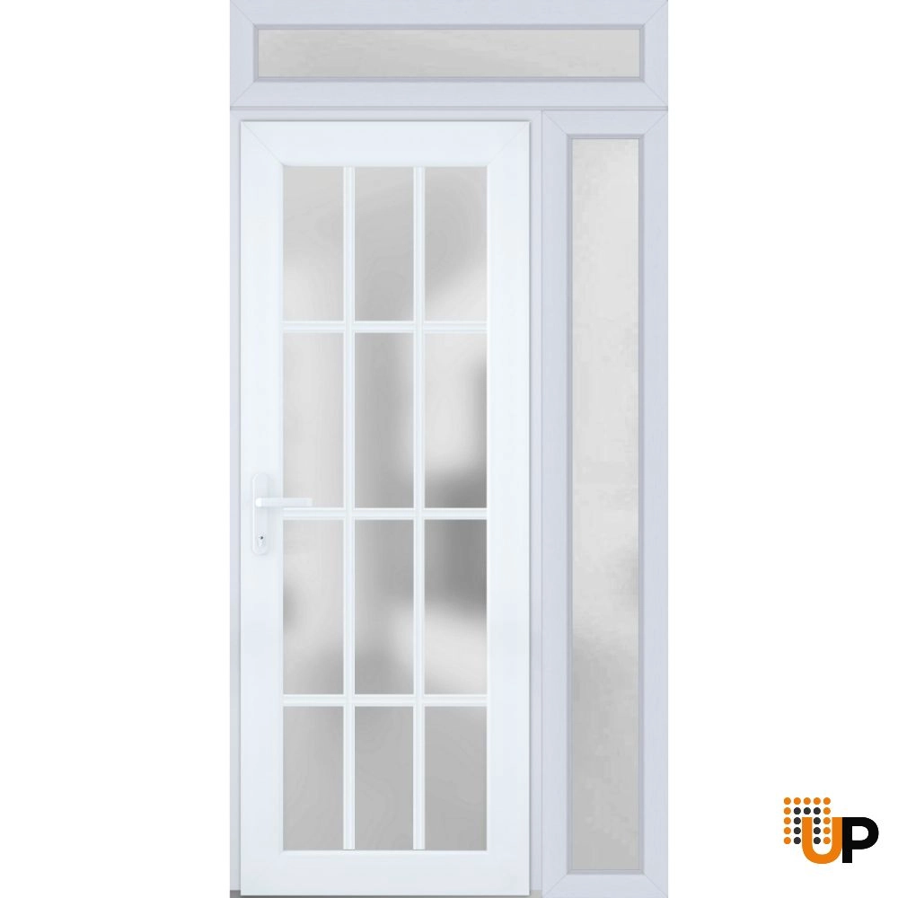 Single swing vinyl modern exterior door with tempered glass | Manux 8312 White | 48 x 94 photo#2