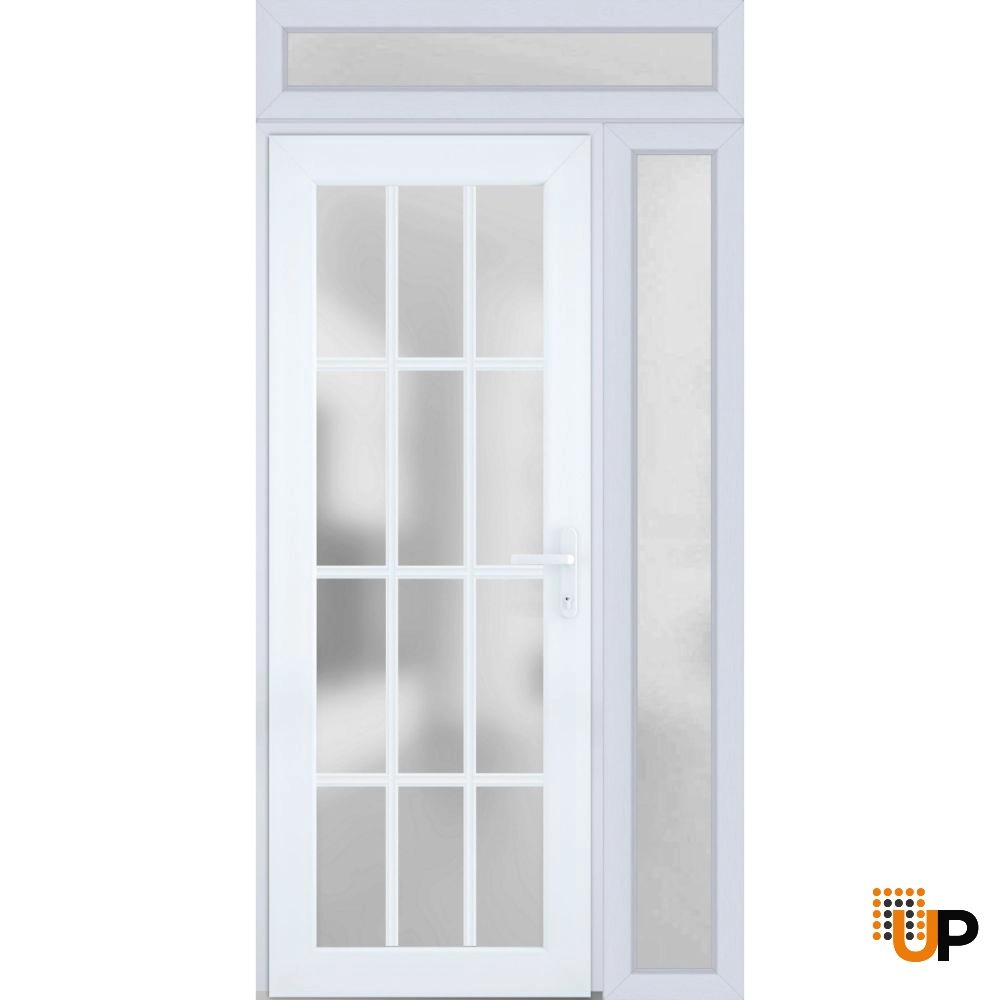 Single swing vinyl modern exterior door with tempered glass | Manux 8312 White | 48 x 94 photo#2