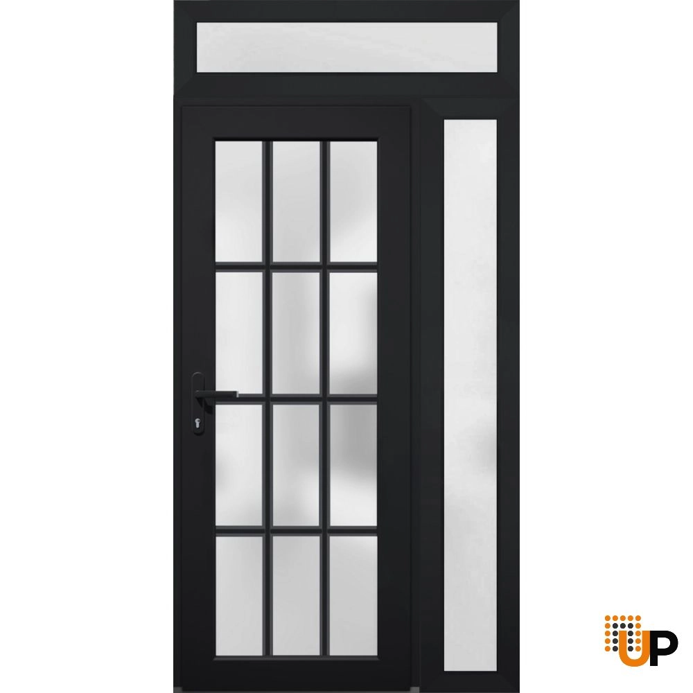 Single swing vinyl modern exterior door with tempered glass | Manux 8312 Black | 48 x 94 photo#2