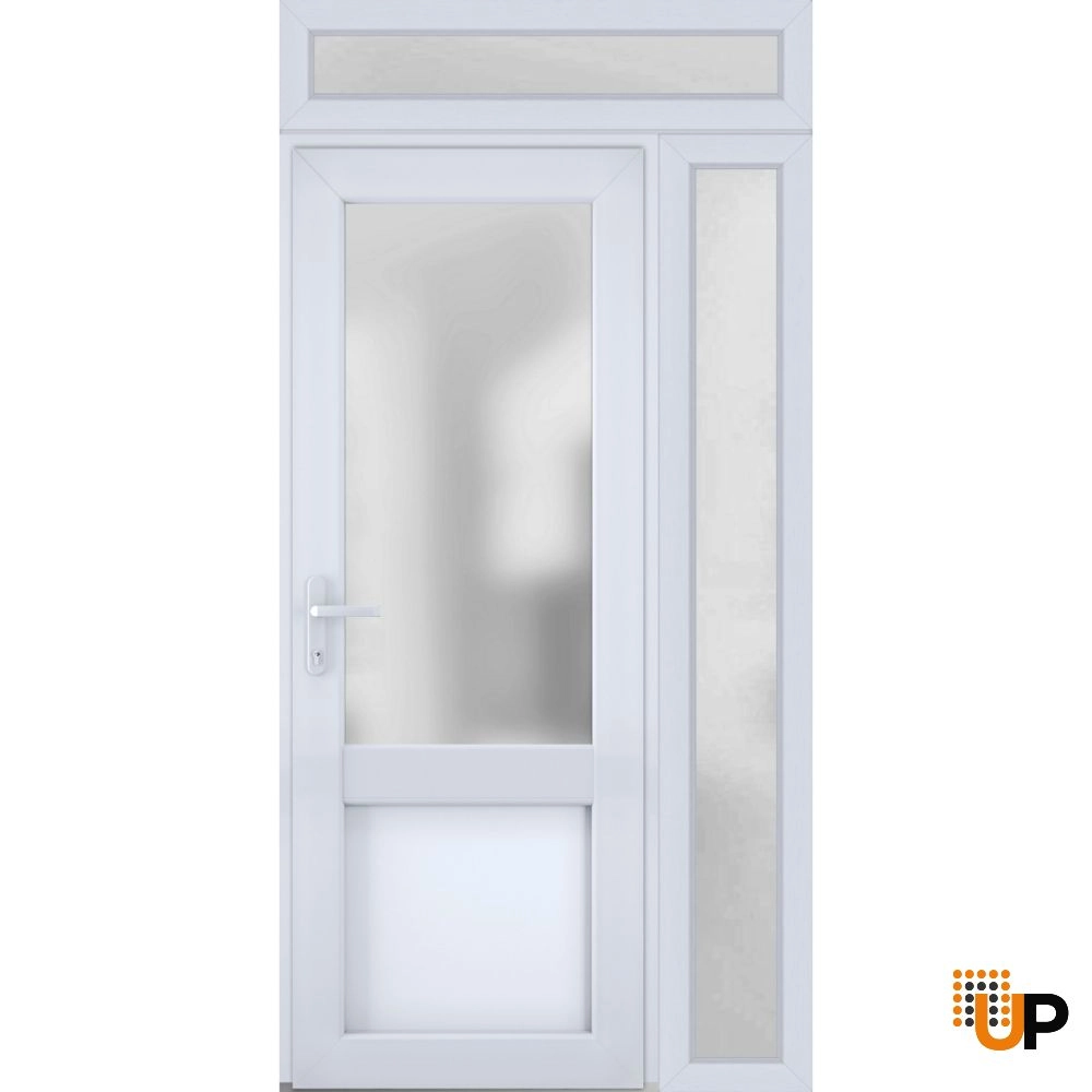Single swing vinyl classic exterior door with tempered glass | Manux 8422 White | 48 x 94 photo#2