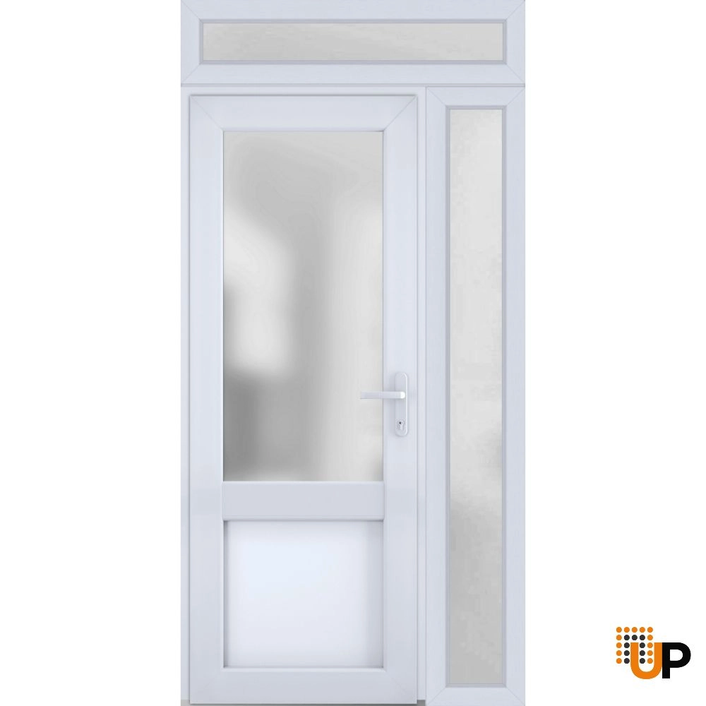 Single swing vinyl classic exterior door with tempered glass | Manux 8422 White | 48 x 94 photo#2