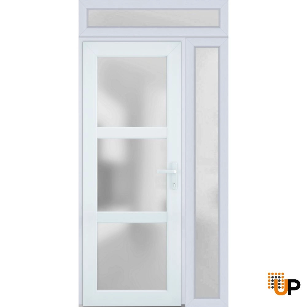 Single swing vinyl modern exterior door with tempered glass | Manux 8552 White | 44 x 94 photo#2