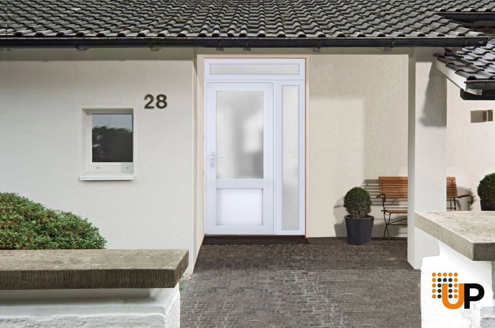 Single swing vinyl classic exterior door with tempered glass | Manux 8422 White | 48 x 94 photo#5