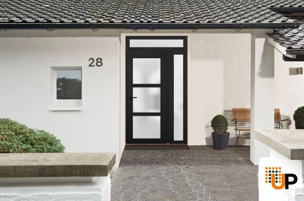 Single swing vinyl modern exterior door with tempered glass | Manux 8552 Black | 42 x 94 photo#5