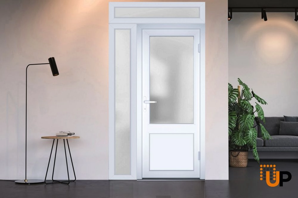 Single swing vinyl classic exterior door with tempered glass | Manux 8422 White | 48 x 94 photo#6