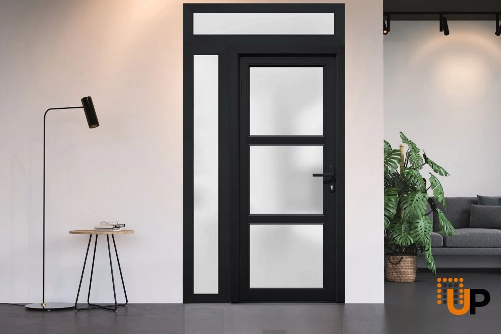 Single swing vinyl modern exterior door with tempered glass | Manux 8552 Black | 42 x 94 photo#6
