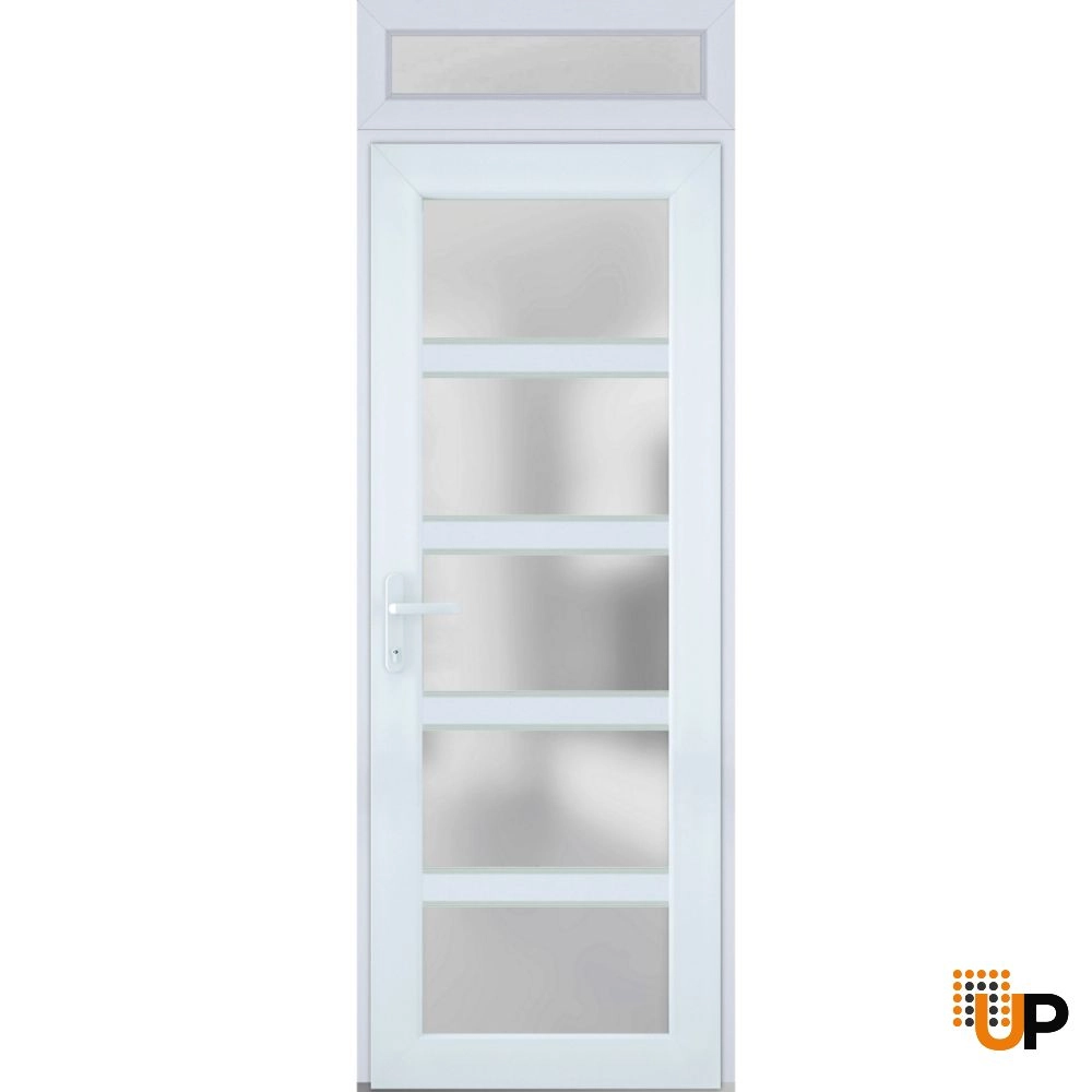 Single swing vinyl modern exterior door with tempered glass | Manux 8002 White | 30 x 94 photo#1