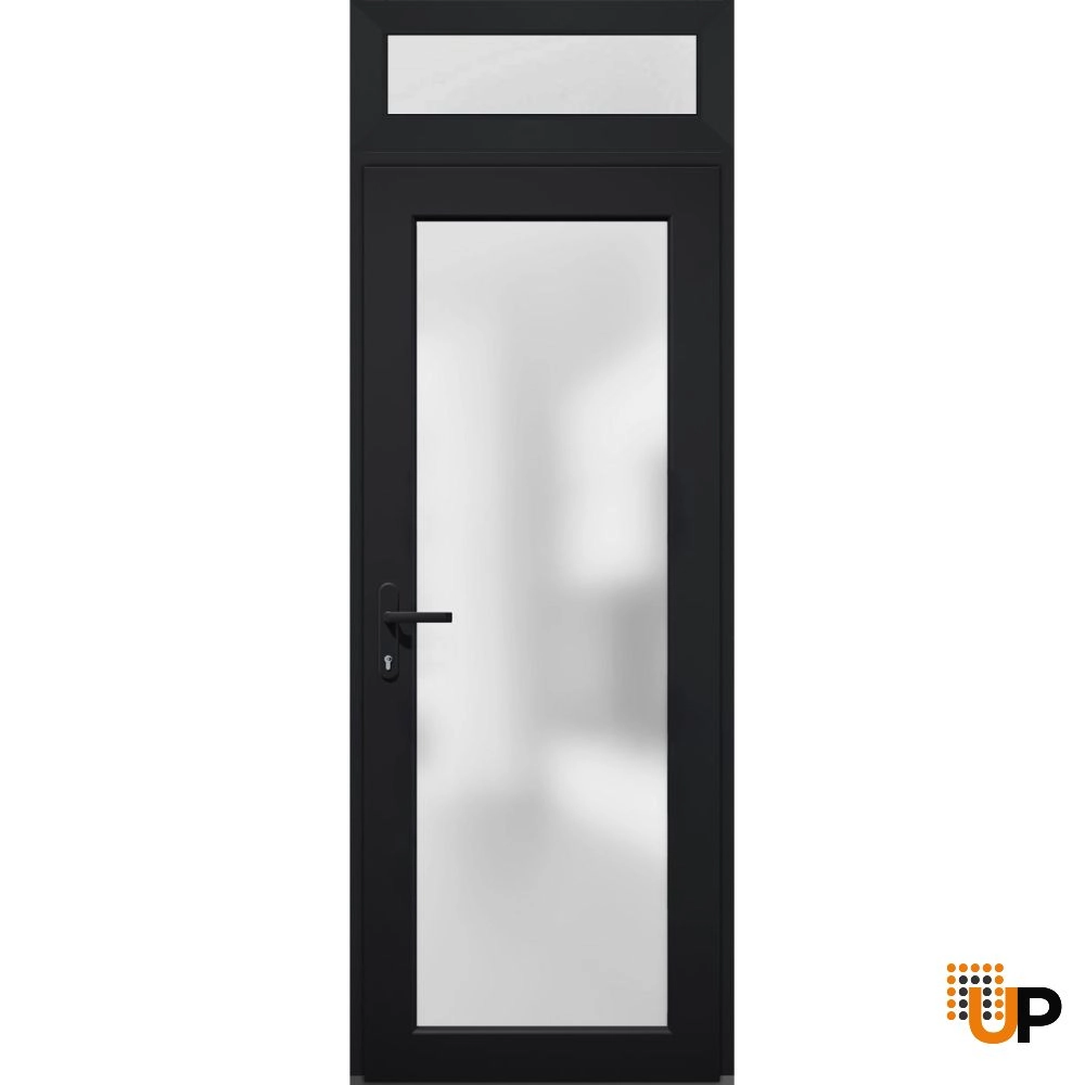 Single swing vinyl modern exterior door with tempered glass | Manux 8102 Black | 30 x 94 photo#1