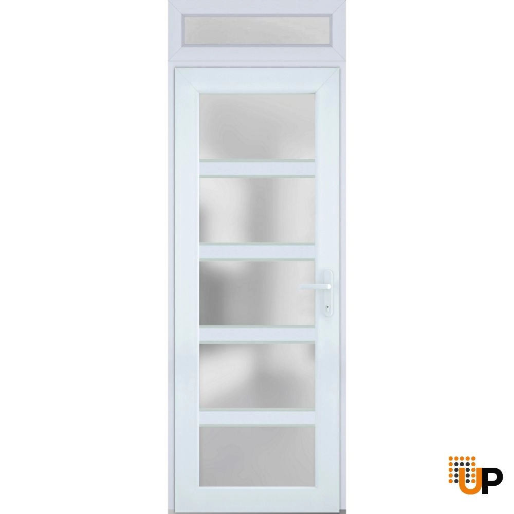 Single swing vinyl modern exterior door with tempered glass | Manux 8002 White | 30 x 94 photo#1