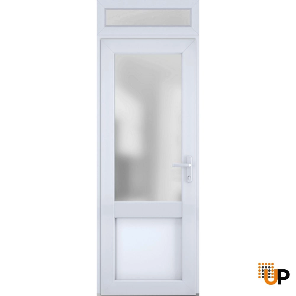 Single swing vinyl classic exterior door with tempered glass | Manux 8422 White | 36 x 94 photo#1
