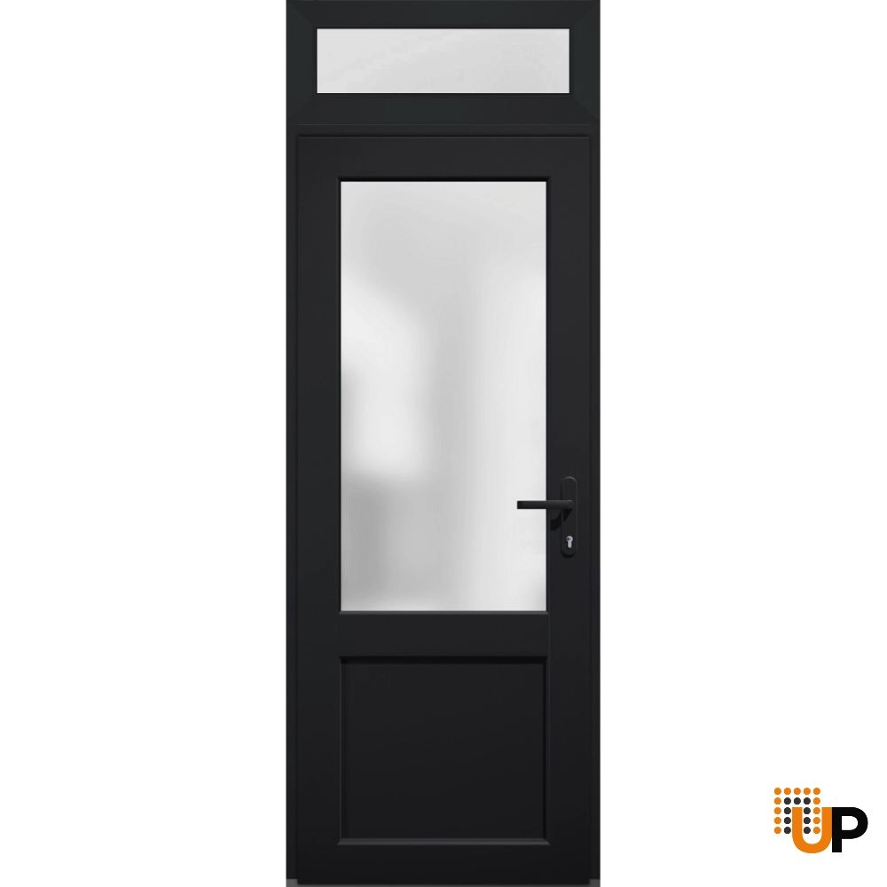 Single swing vinyl classic exterior door with tempered glass | Manux 8422 Black | 36 x 94 photo#1