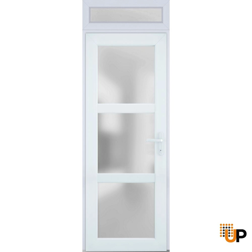 Single swing vinyl modern exterior door with tempered glass | Manux 8552 White | 30 x 94 photo#1