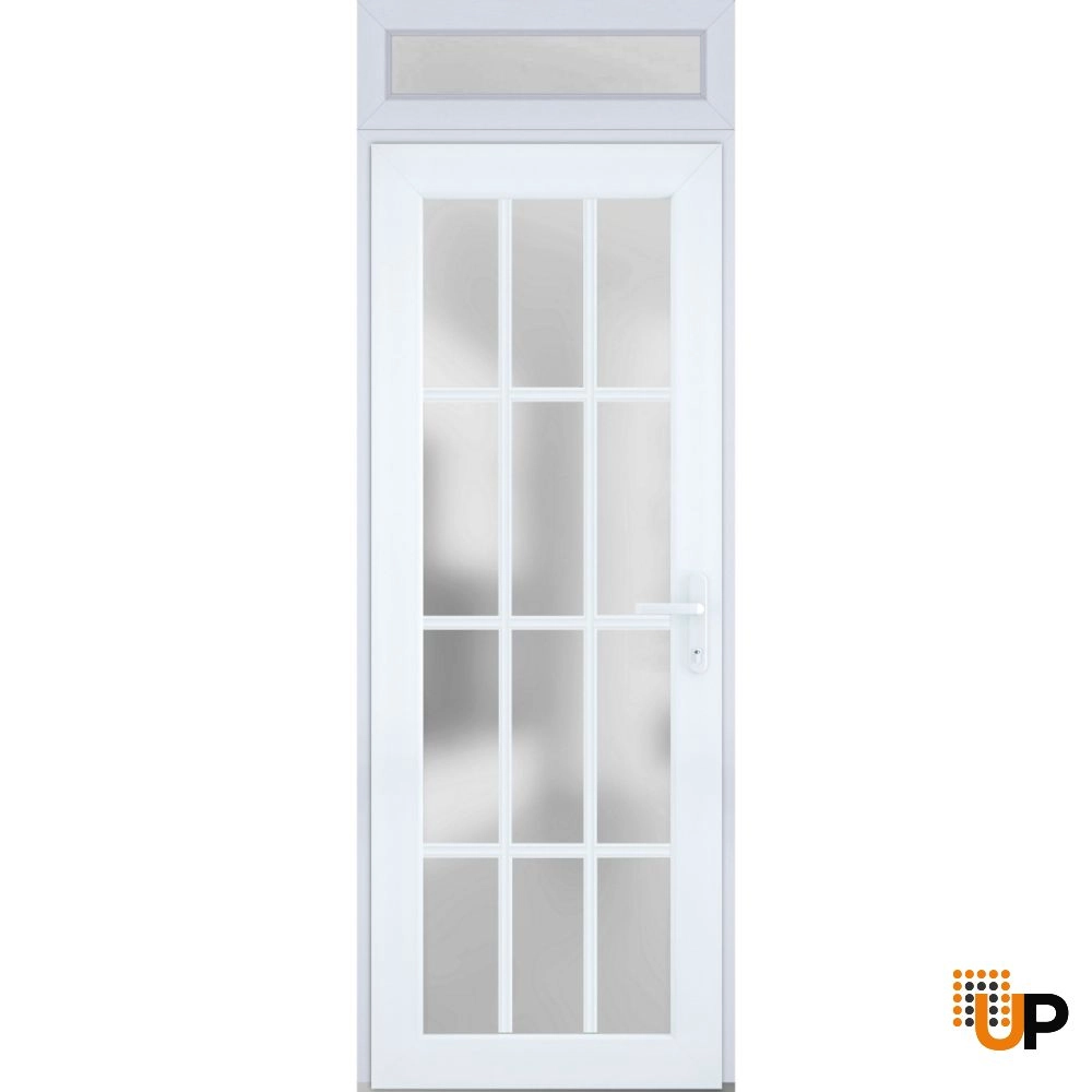 Single swing vinyl modern exterior door with tempered glass | Manux 8312 White | 36 x 94 photo#1