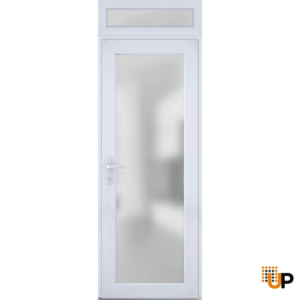 Single swing metal-plastic modern exterior door with tempered | Manux 8102 White | 30 x 94 photo#1