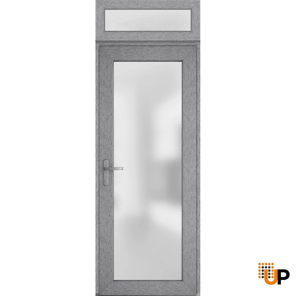 Manux 8102 exterior metal-plastic door 30x94 (30x80+14) grey upvc Photo #1