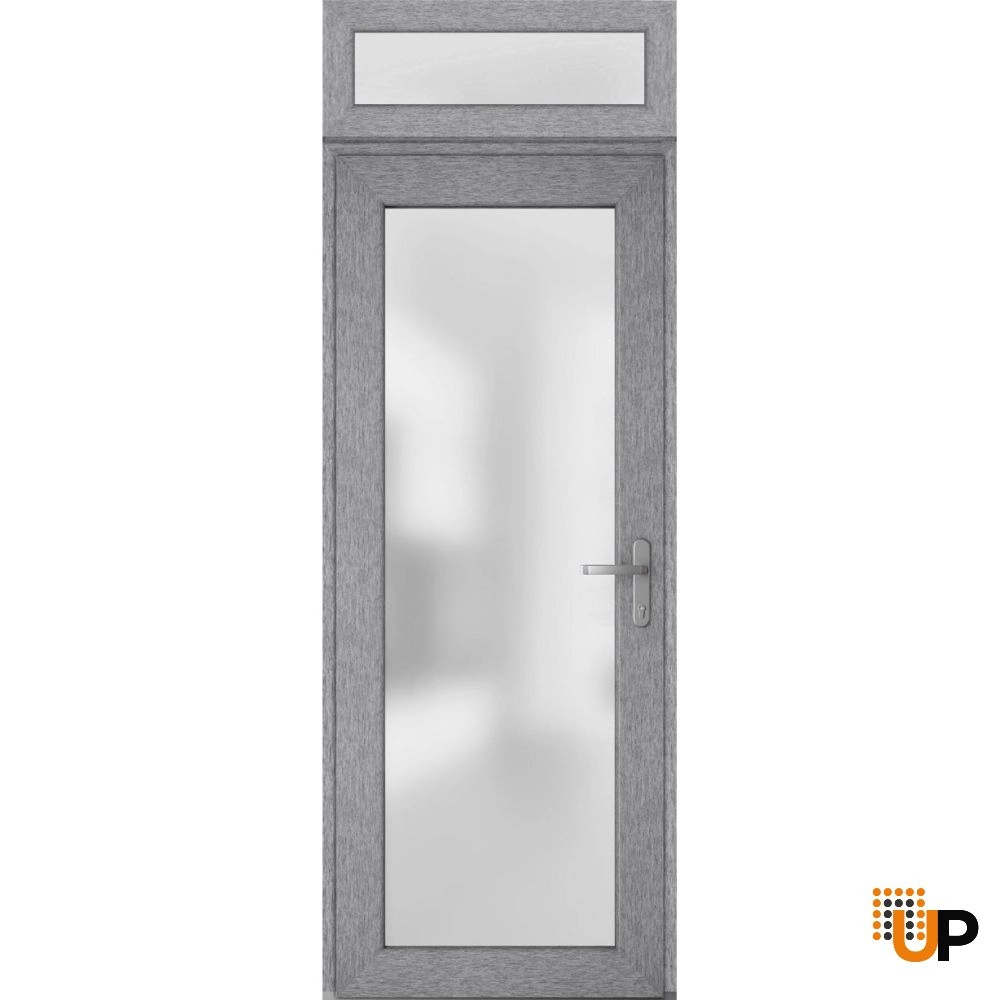 Manux 8102 exterior metal-plastic door 36x94 (36x80+14) grey upvc Photo #1