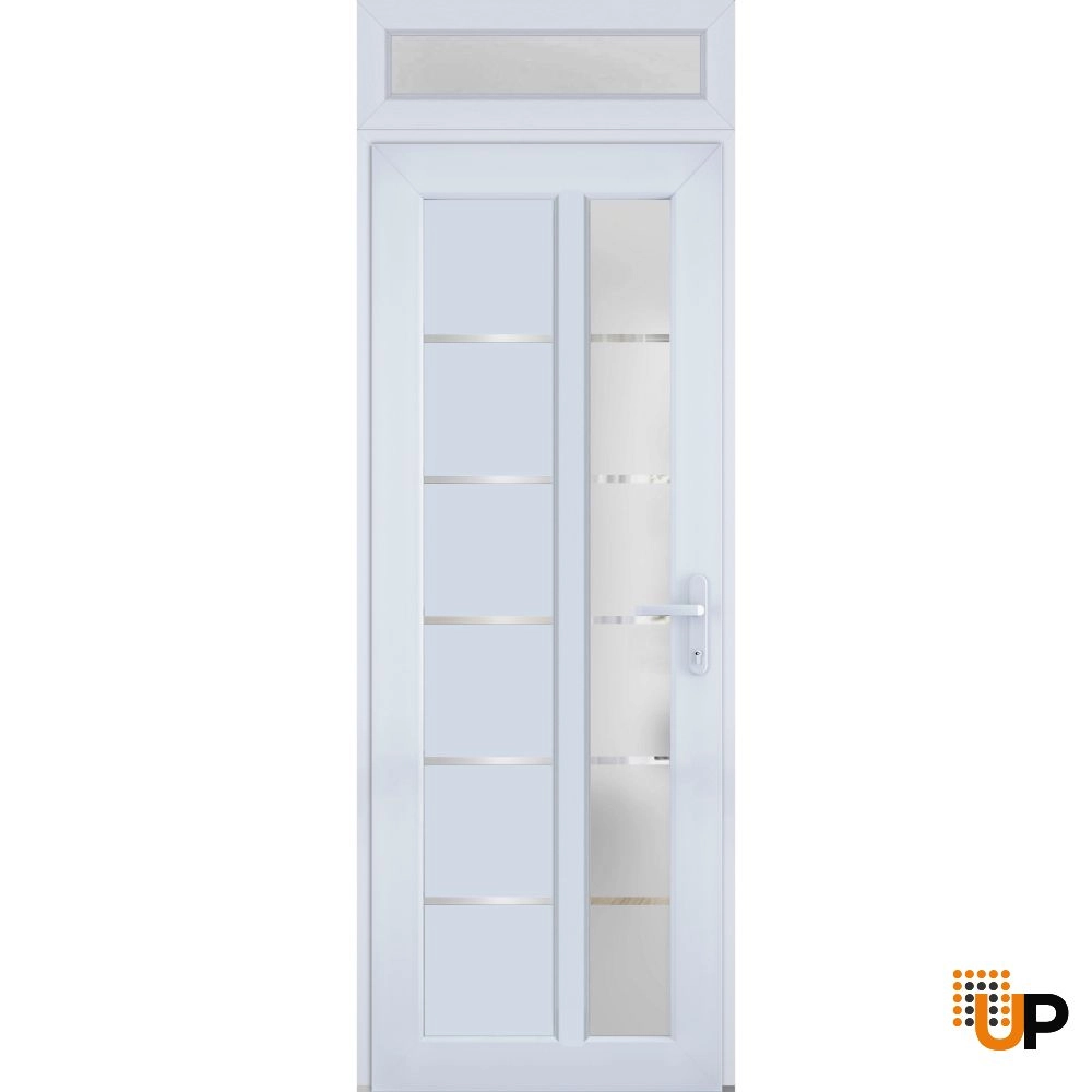 Single swing vinyl modern exterior door with tempered glass | Manux 8088 White | 36 x 94 photo#1