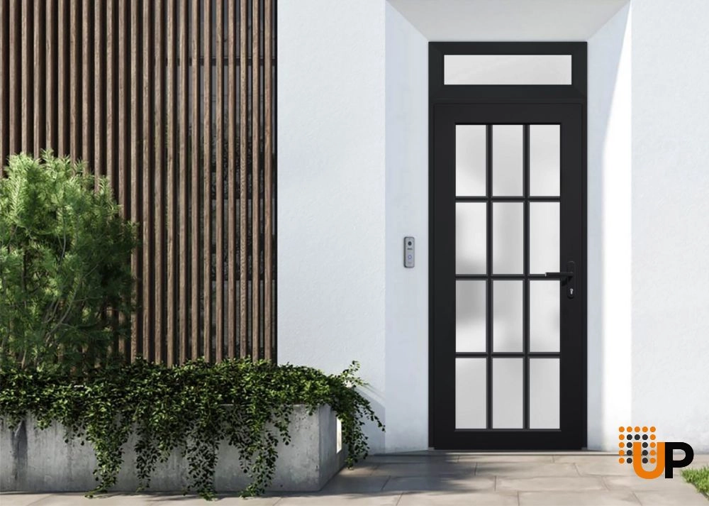 Single swing vinyl modern exterior door with tempered glass | Manux 8312 Black | 36 x 94 photo#2