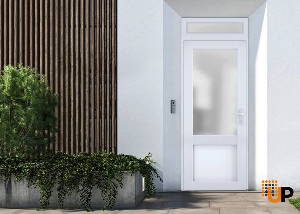 Single swing vinyl classic exterior door with tempered glass | Manux 8422 White | 36 x 94 photo#2