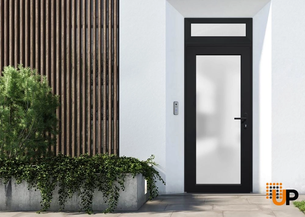 Single swing vinyl modern exterior door with tempered glass | Manux 8102 Black | 30 x 94 photo#3