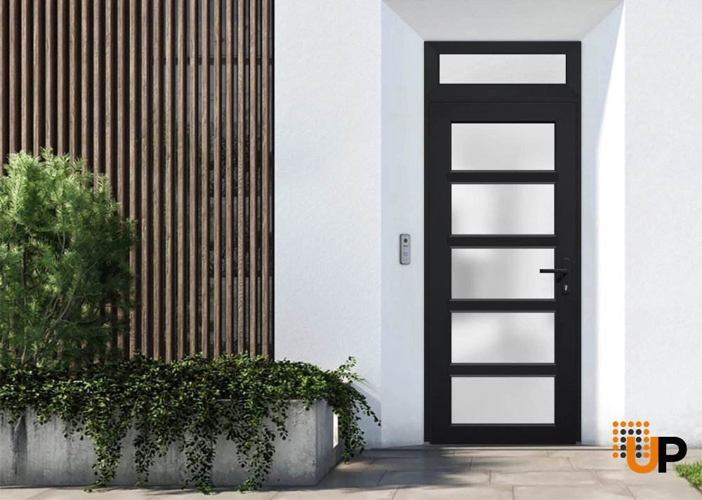 Single swing vinyl modern exterior door with tempered glass | Manux 8002 Black | 30 x 94 photo#2