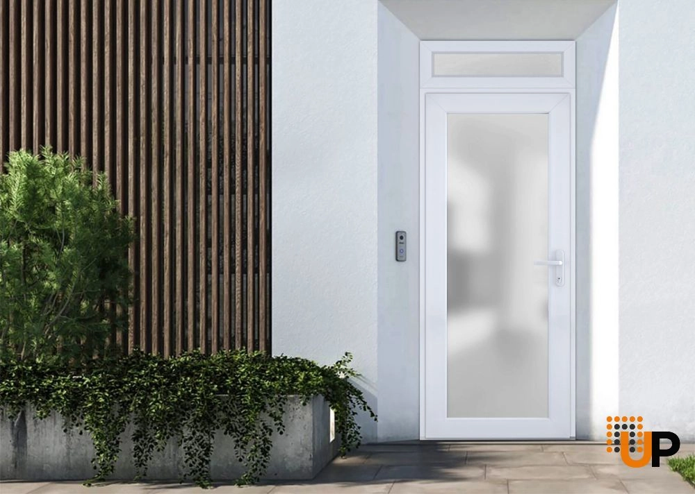 Single swing vinyl modern exterior door with tempered glass | Manux 8102 White | 30 x 94 photo#3