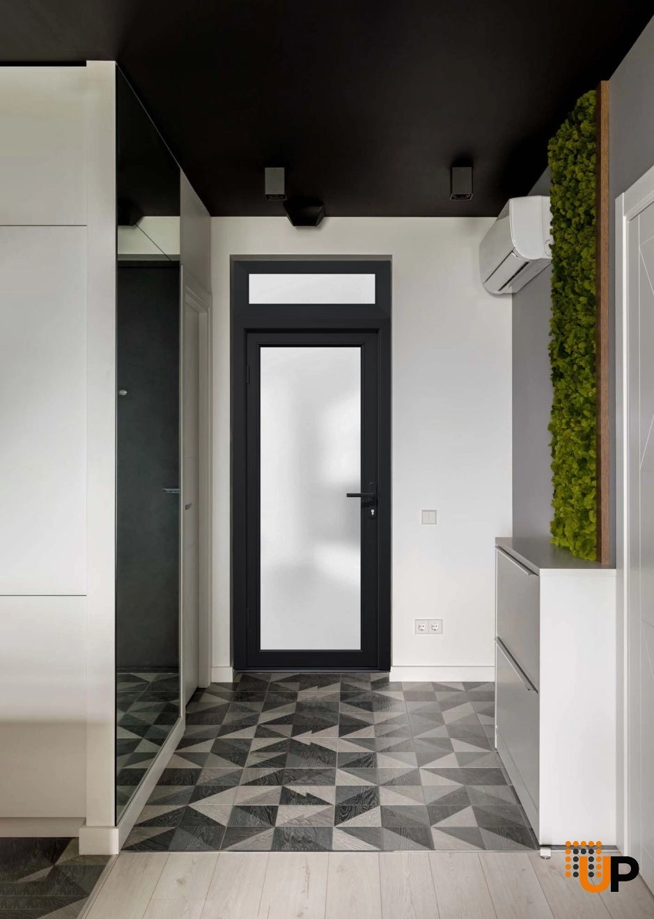 Single swing vinyl modern exterior door with tempered glass | Manux 8102 Black | 30 x 94 photo#5
