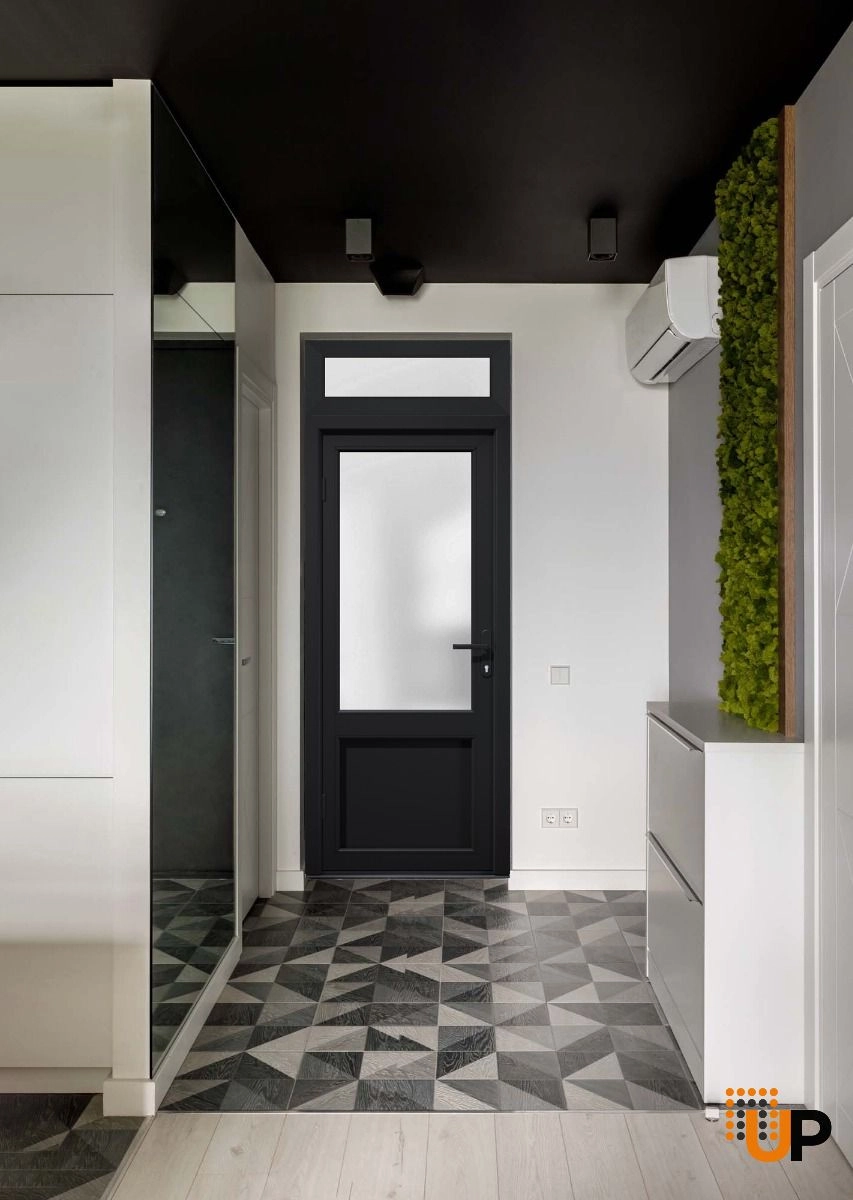 Single swing vinyl classic exterior door with tempered glass | Manux 8422 Black | 36 x 94 photo#3