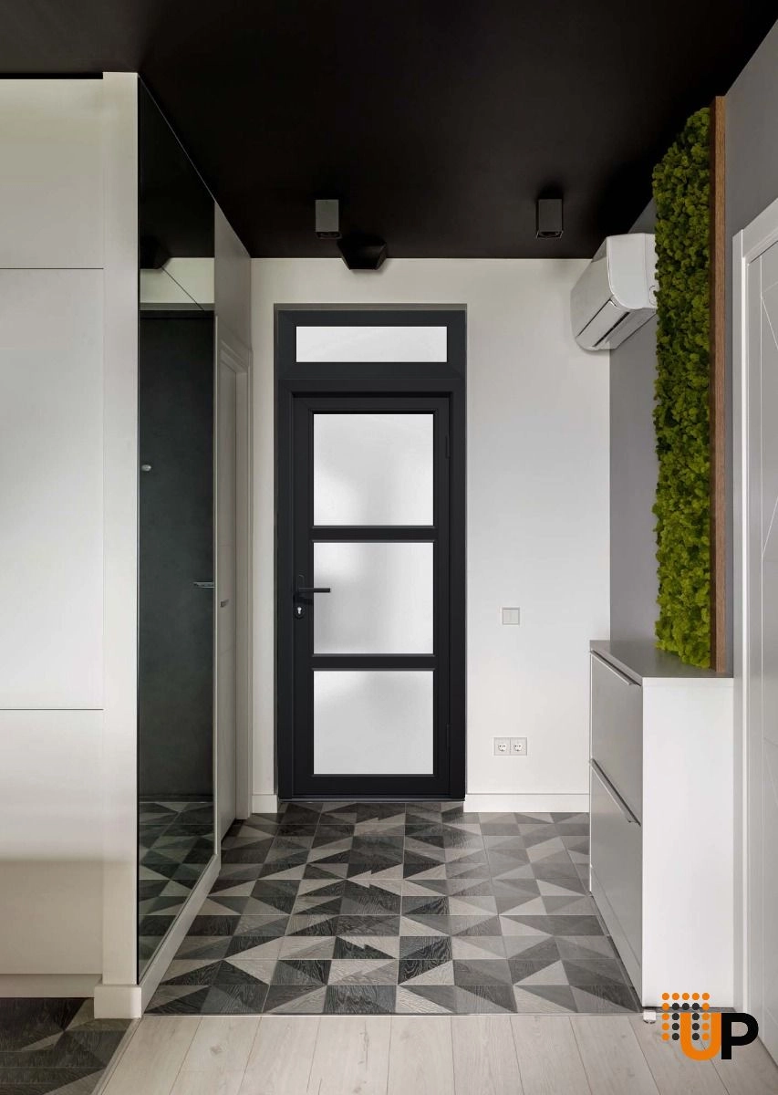 Single swing vinyl modern exterior door with tempered glass | Manux 8552 Black | 30 x 94 photo#3